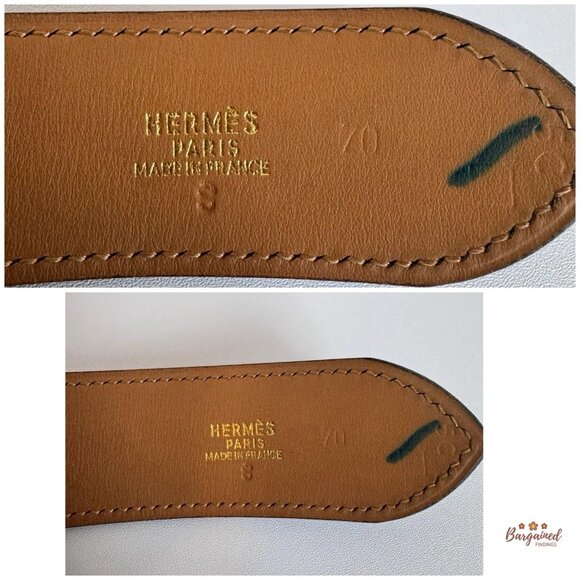 Authentic HERMES Black Calfskin Leather Gold Horseshoe Buckle Belt Size 70 main image 4